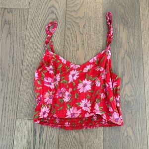 LoveShackFancy Red Floral Crop Top